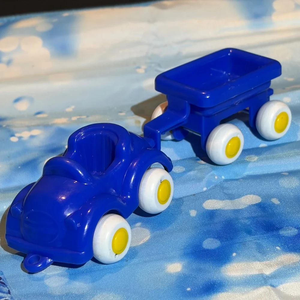 Viking Toys Roadster Jeep Trailer Lot Primary Blue Yellow Plastic 7pc DIRTY
